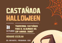 Cartel anunciador "Castañada" de 2023 en el colegio Manuel Siurot.