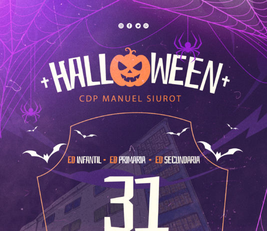 Cartel anunciador del centro de interés bilingüe "Halloween" en el CDP Manuel Siurot